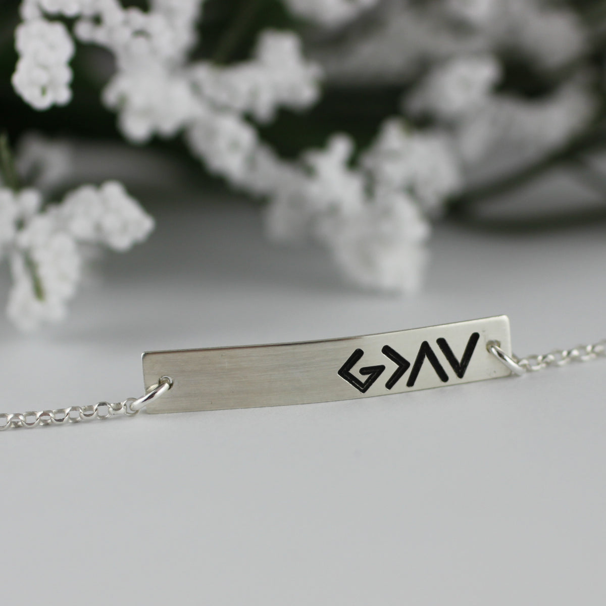 God is Greater Than Our Highs and Lows Bar Bracelet