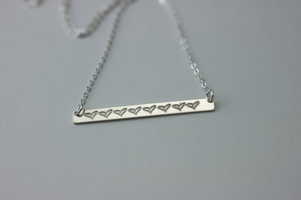 Charlotte Heart Necklace Skinny Bar (1.5&quot;)