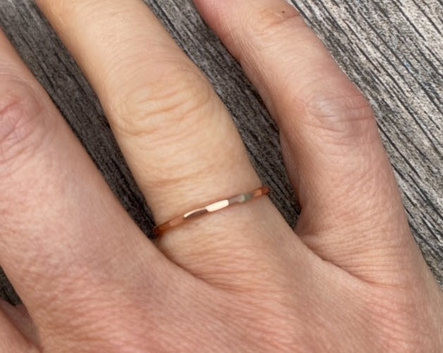 Flat Hammered Skinny Ring 1.3mm