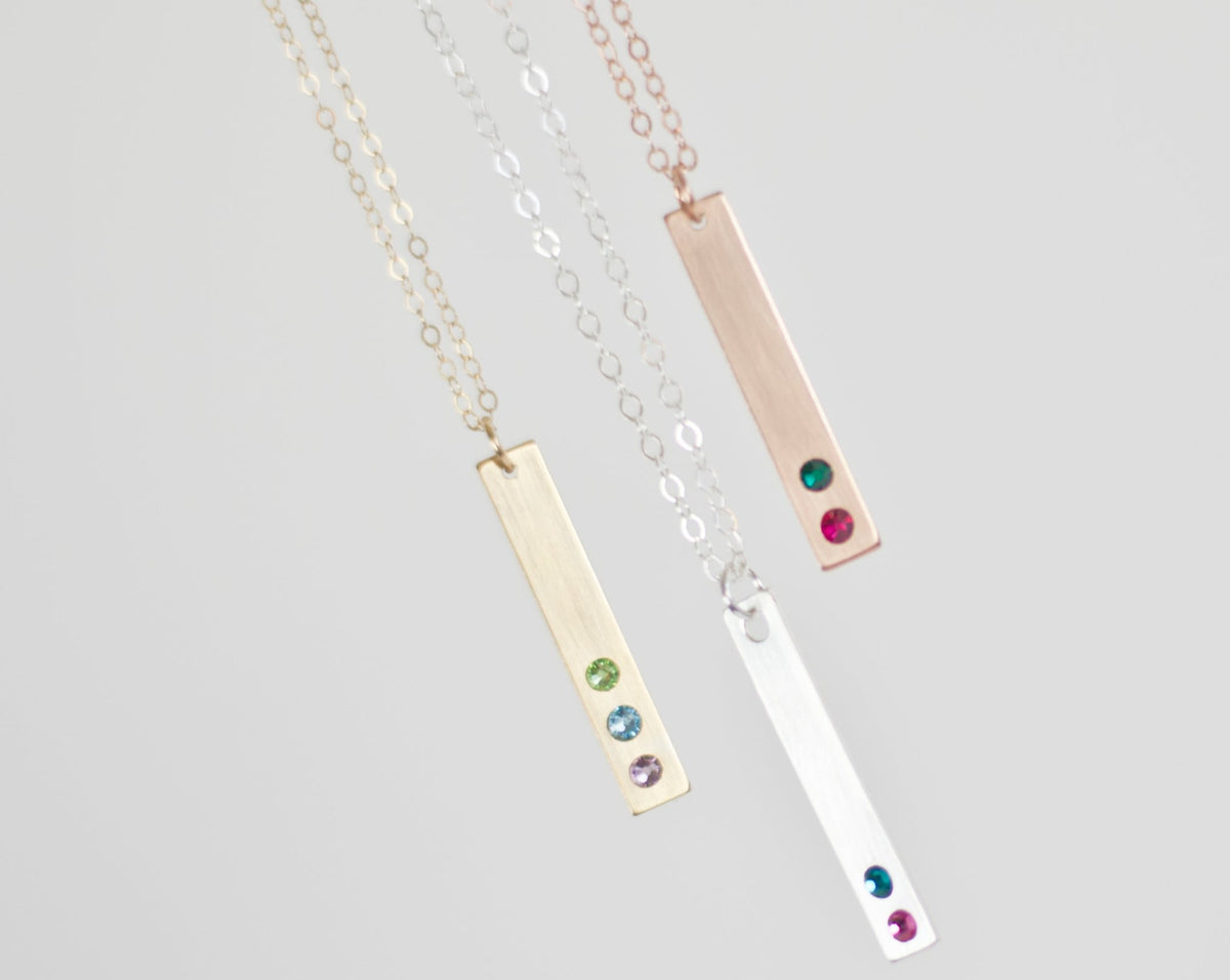 Birthstone Bar Necklace with Swarovski® Crystals