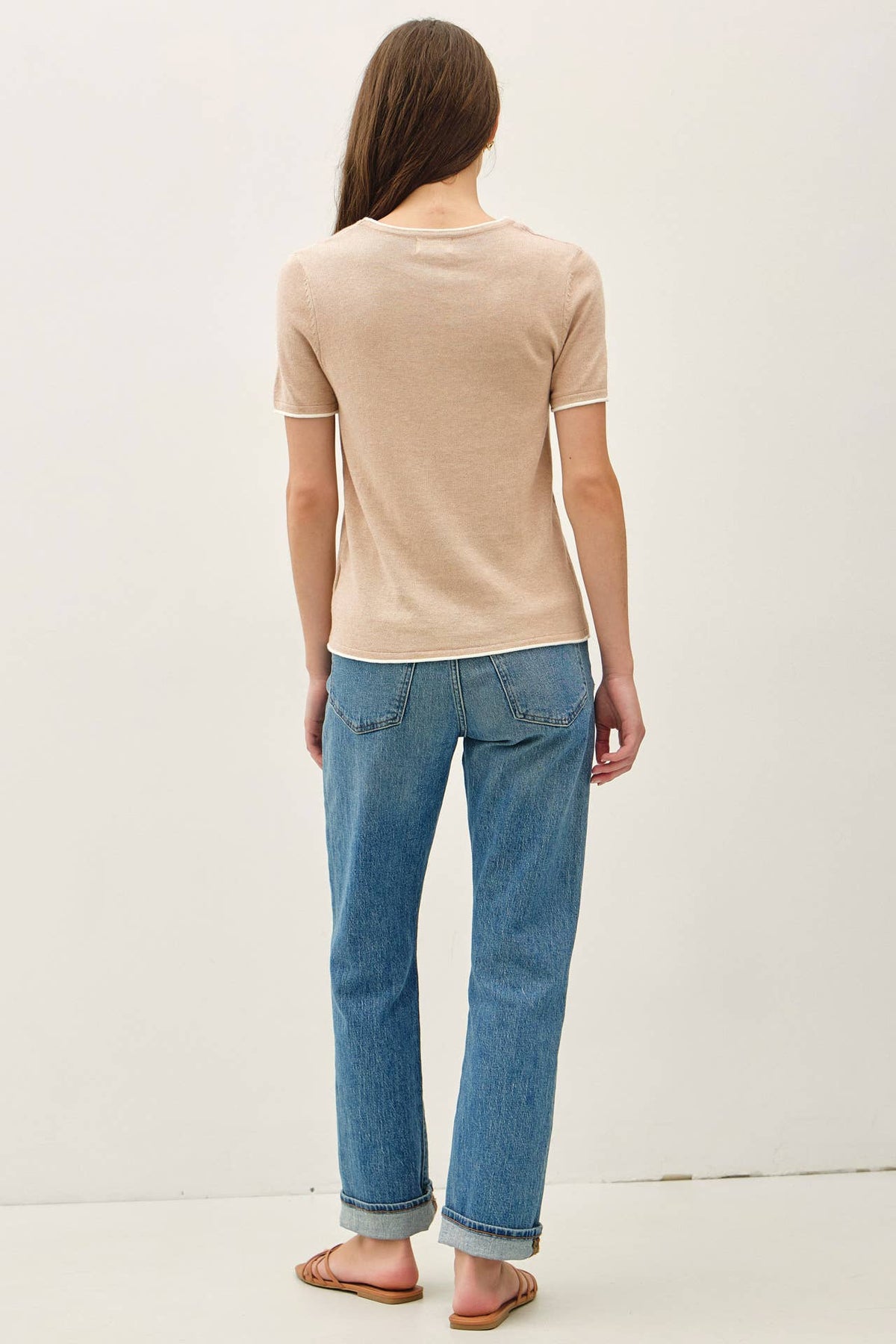 Layered Look Short Sleeve Sweater Top