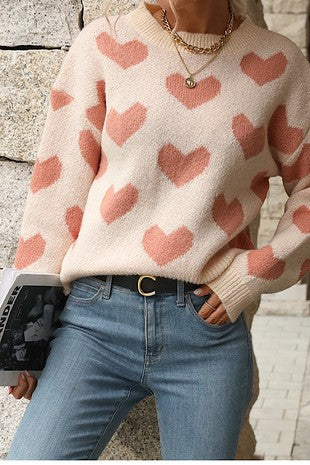 Heart Sweater - (Blush)