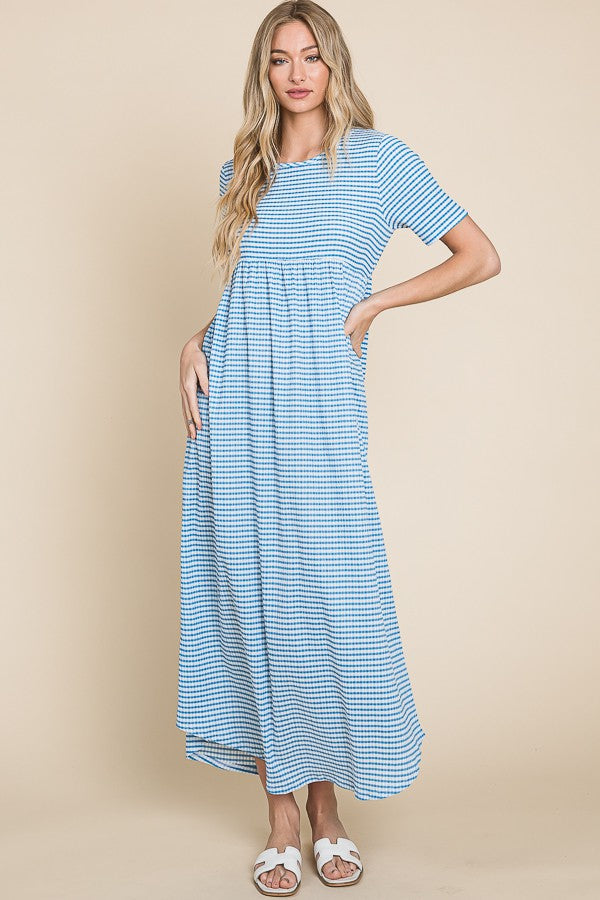 Gingham Cotton-Poplin Dress - (Blue)