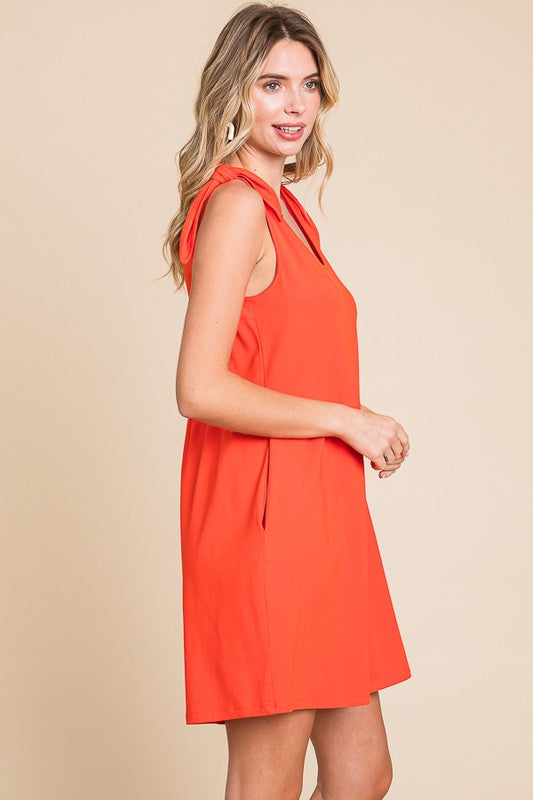 Shoulder Knot Baggy Romper - (Scarlet)