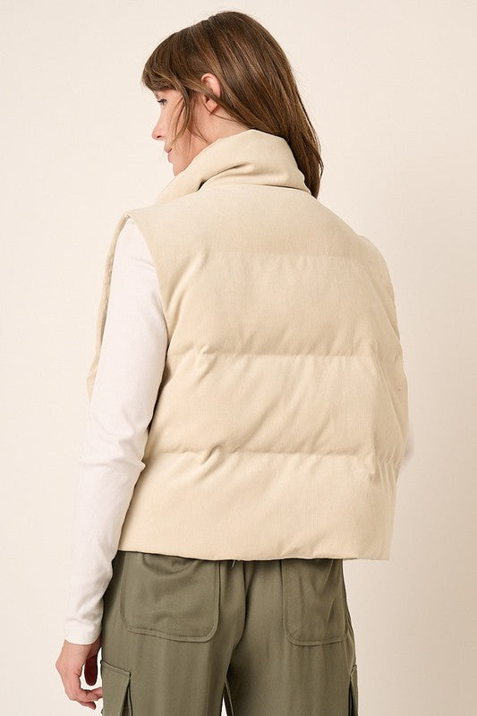 CORDUROY PUFFER VEST - (Sand)