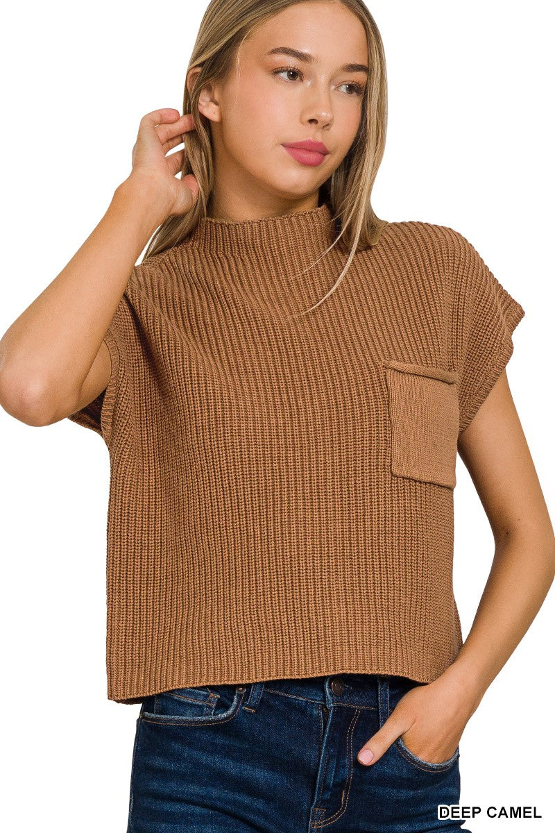 Breezy Short Sleeve Sweater - (Deep Camel)