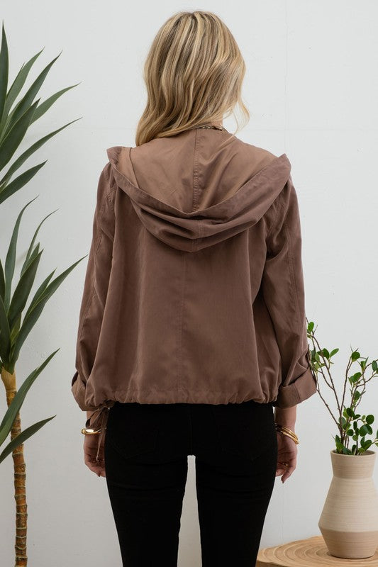 Snap Button Jacket - (Deep Taupe)