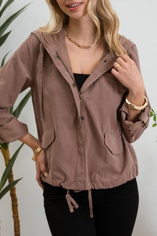 Snap Button Jacket - (Deep Taupe)