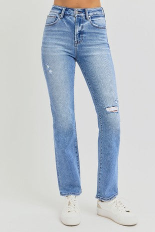 Risen HIGH RISE ANKLE STRAIGHT JEANS - (Medium)