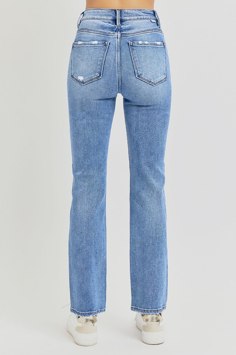 Risen HIGH RISE ANKLE STRAIGHT JEANS - (Medium)