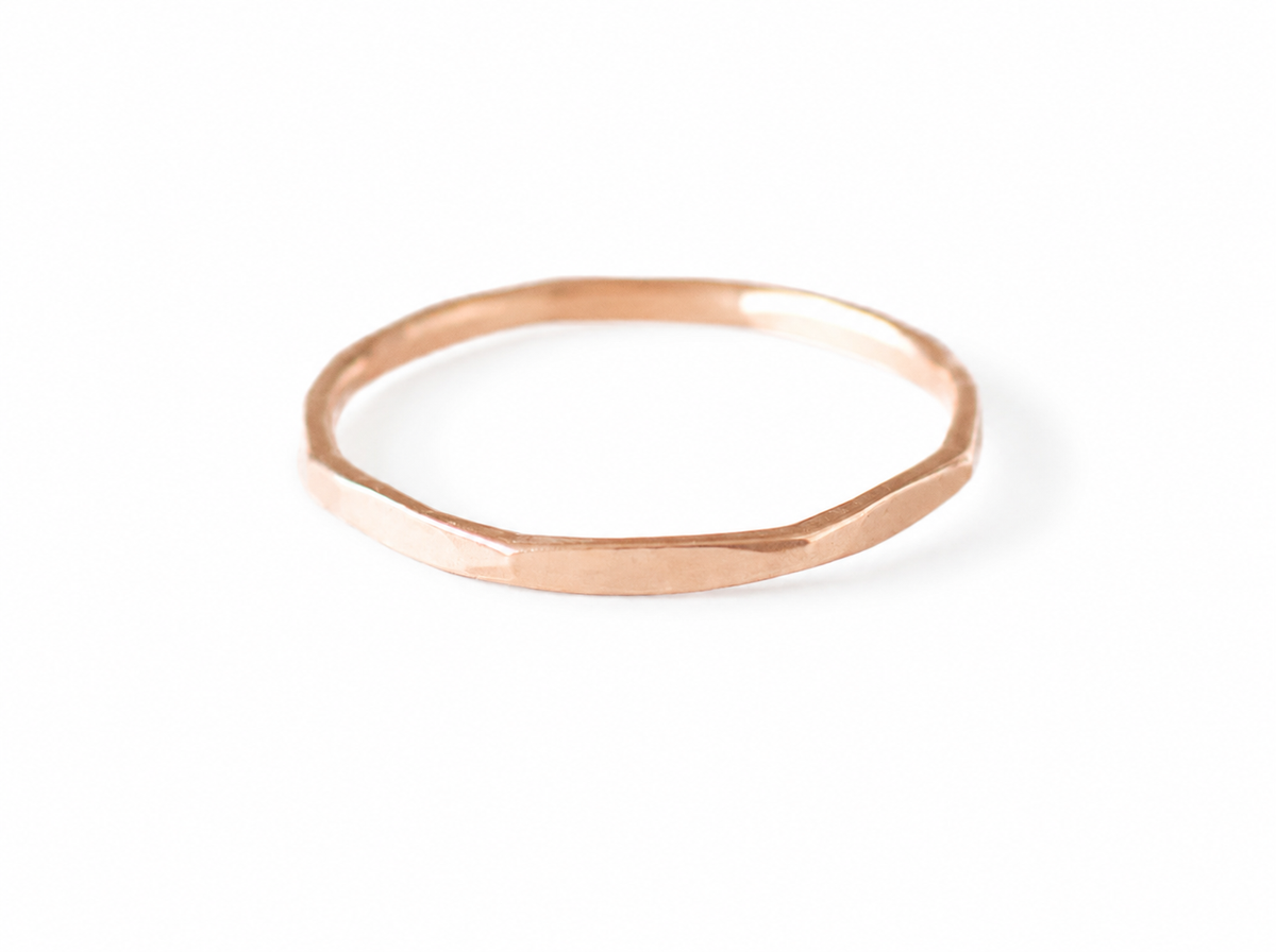 Hammered Skinny Ring 1.3mm Rose Gold