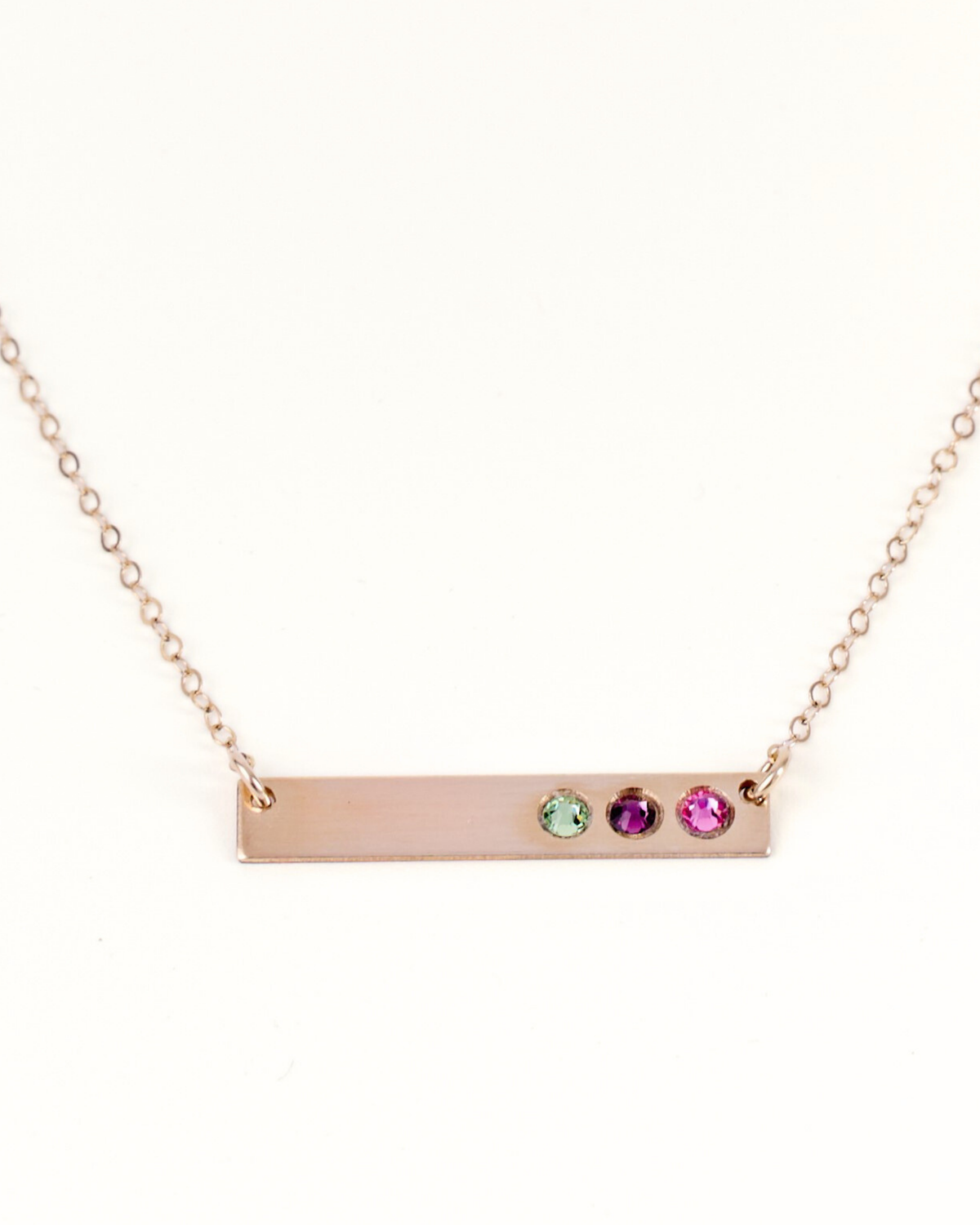 Mother&#39;s Birthstone Horizontal Bar Necklace with Handset Crystals