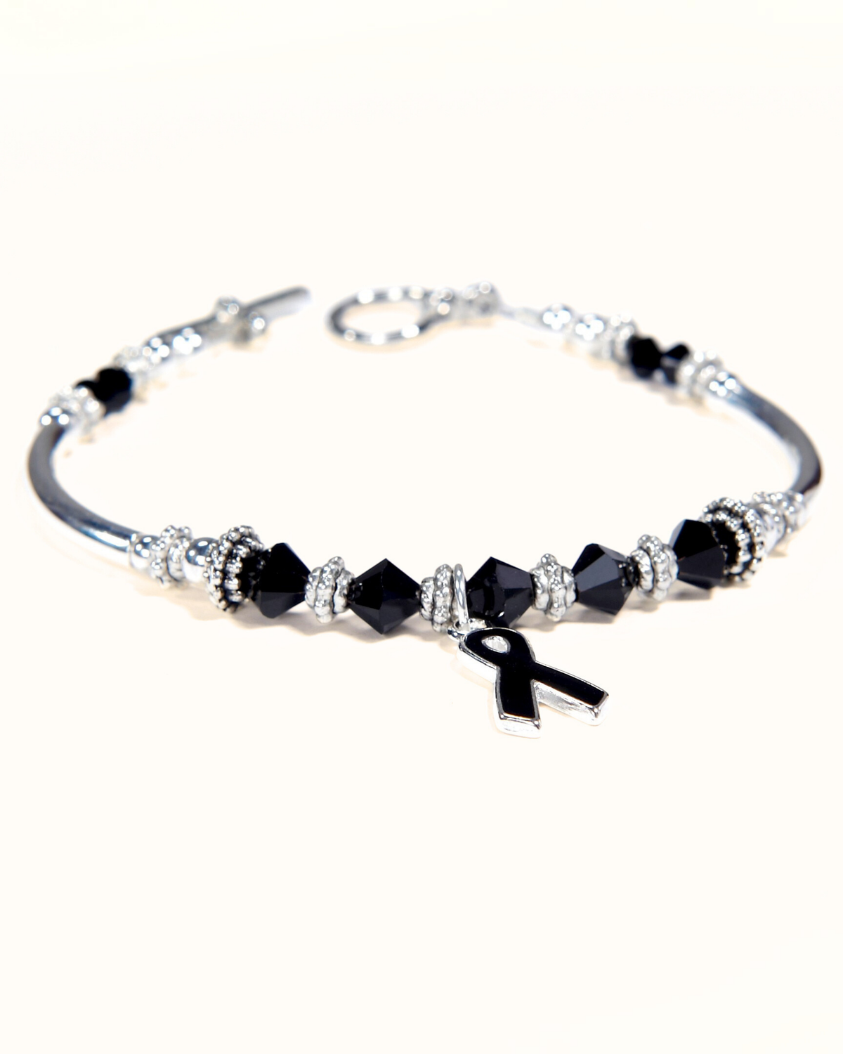 Black Awareness Charm Bracelet Beaded