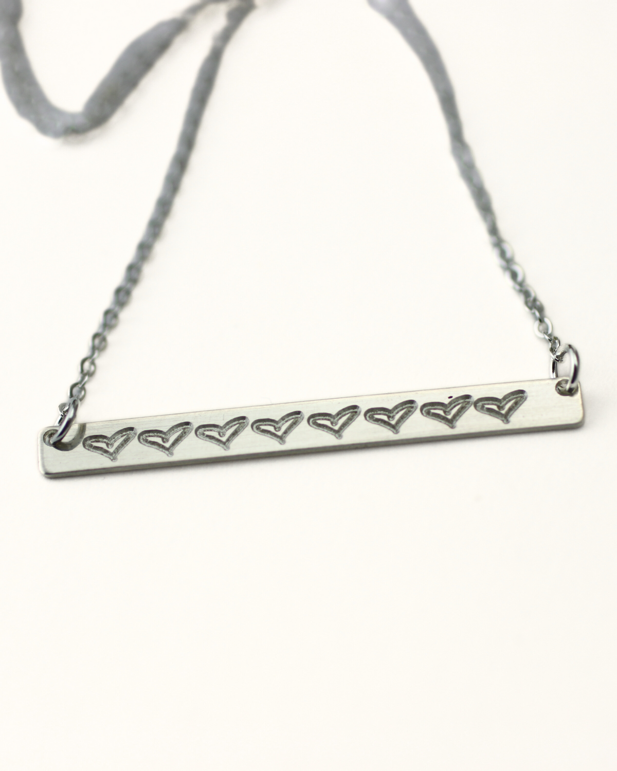 Charlotte Heart Necklace Skinny Bar (1.5&quot;)