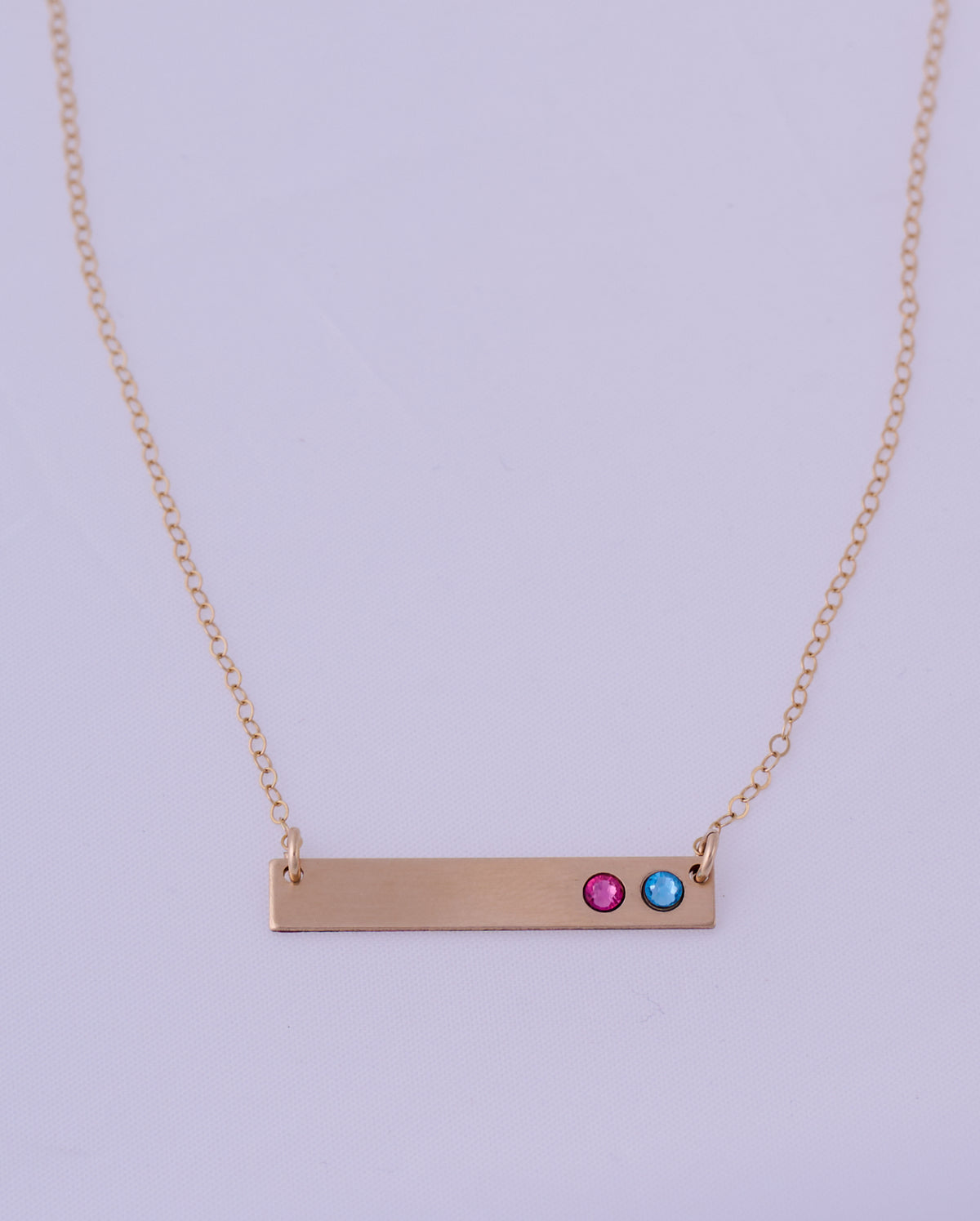 Mother&#39;s Birthstone Horizontal Bar Necklace with Handset Crystals