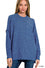 BRUSHED MELANGE DROP SHOULDER OVERSIZED SWEATER - (Blue)