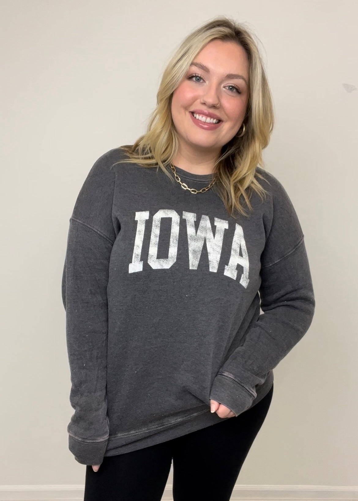 RESTOCK Iowa Mineral Wash Sweatshirt- (Charcoal)