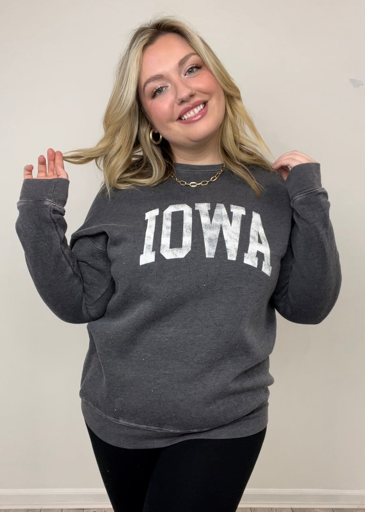 RESTOCK Iowa Mineral Wash Sweatshirt- (Charcoal)