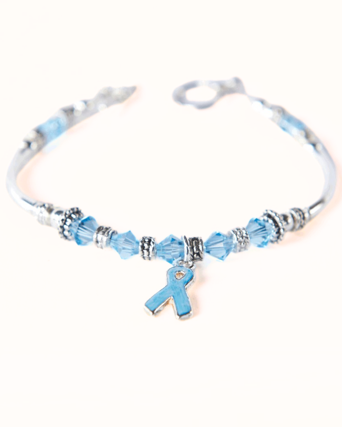 Light Blue Awareness Ribbon Bracelet Beaded