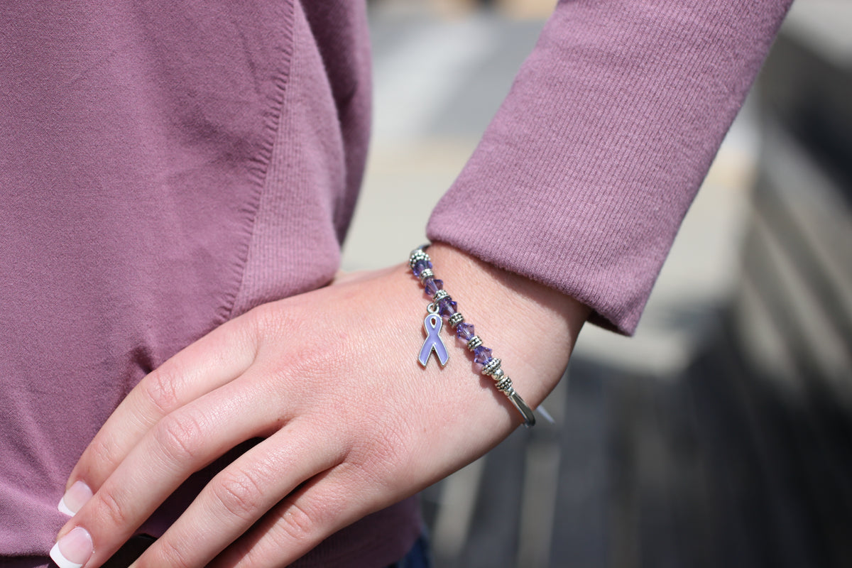 Light Purple Awareness Ribbon Bracelet Beaded