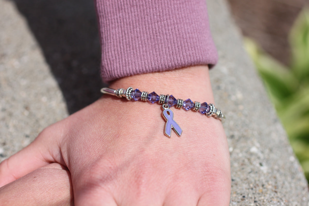 Light Purple Awareness Ribbon Bracelet Beaded