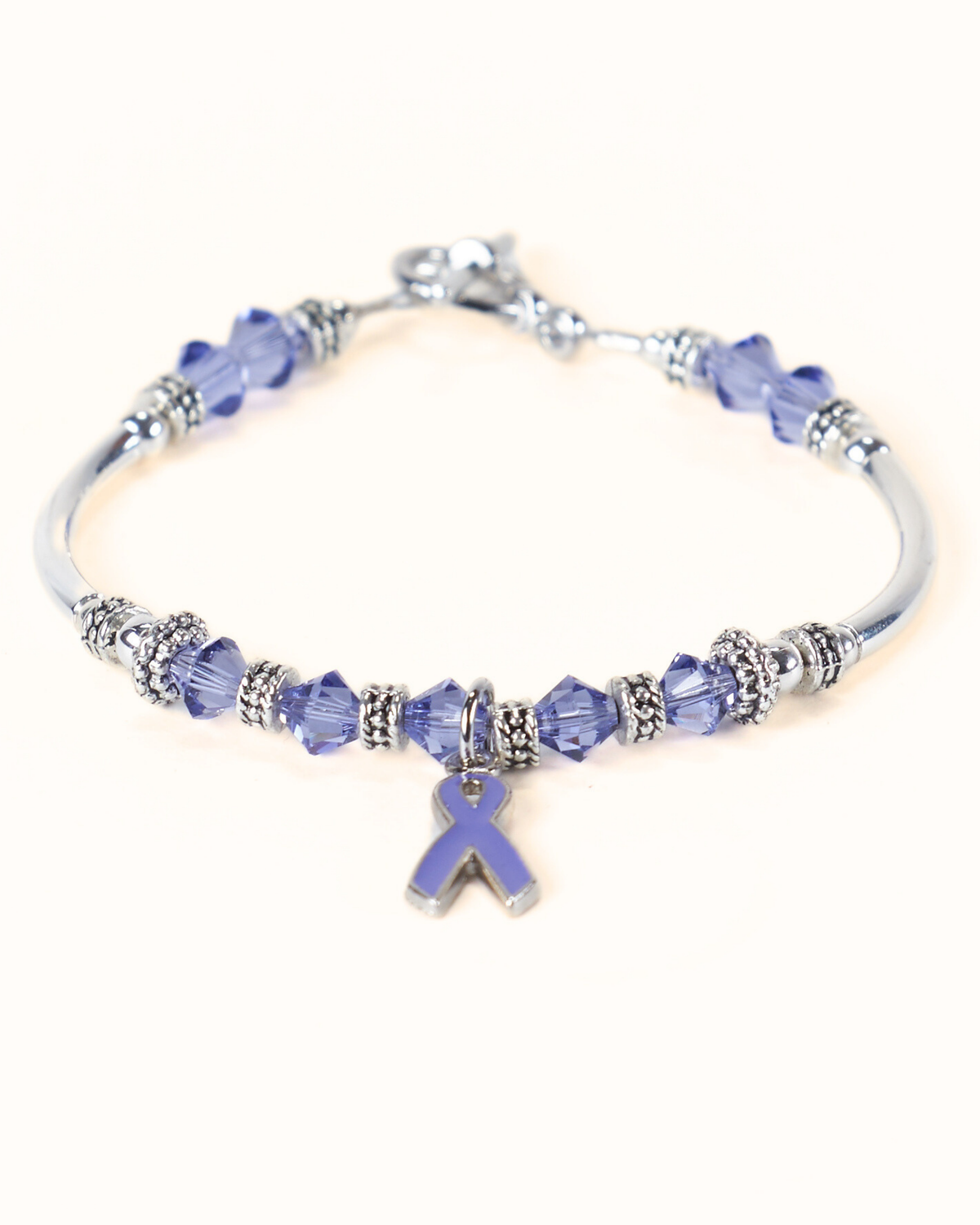 Light Purple Awareness Ribbon Bracelet Beaded