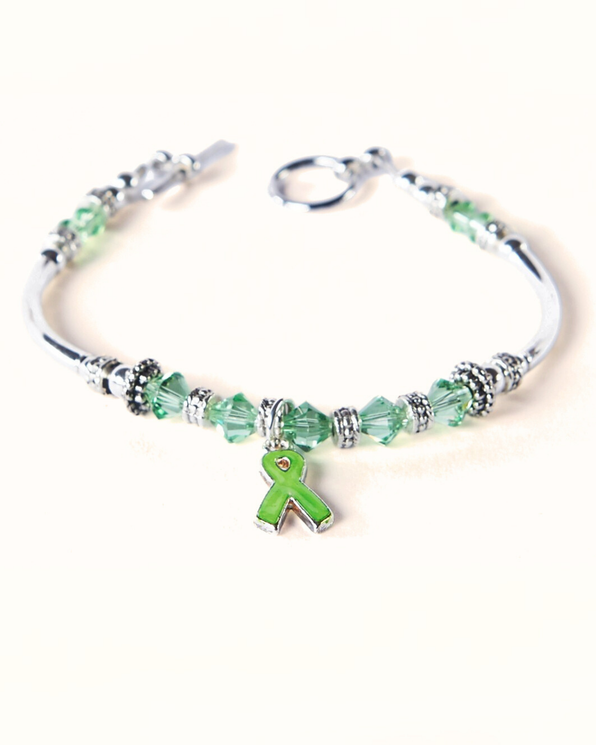 Lime Green Awareness Ribbon Bracelet Beaded