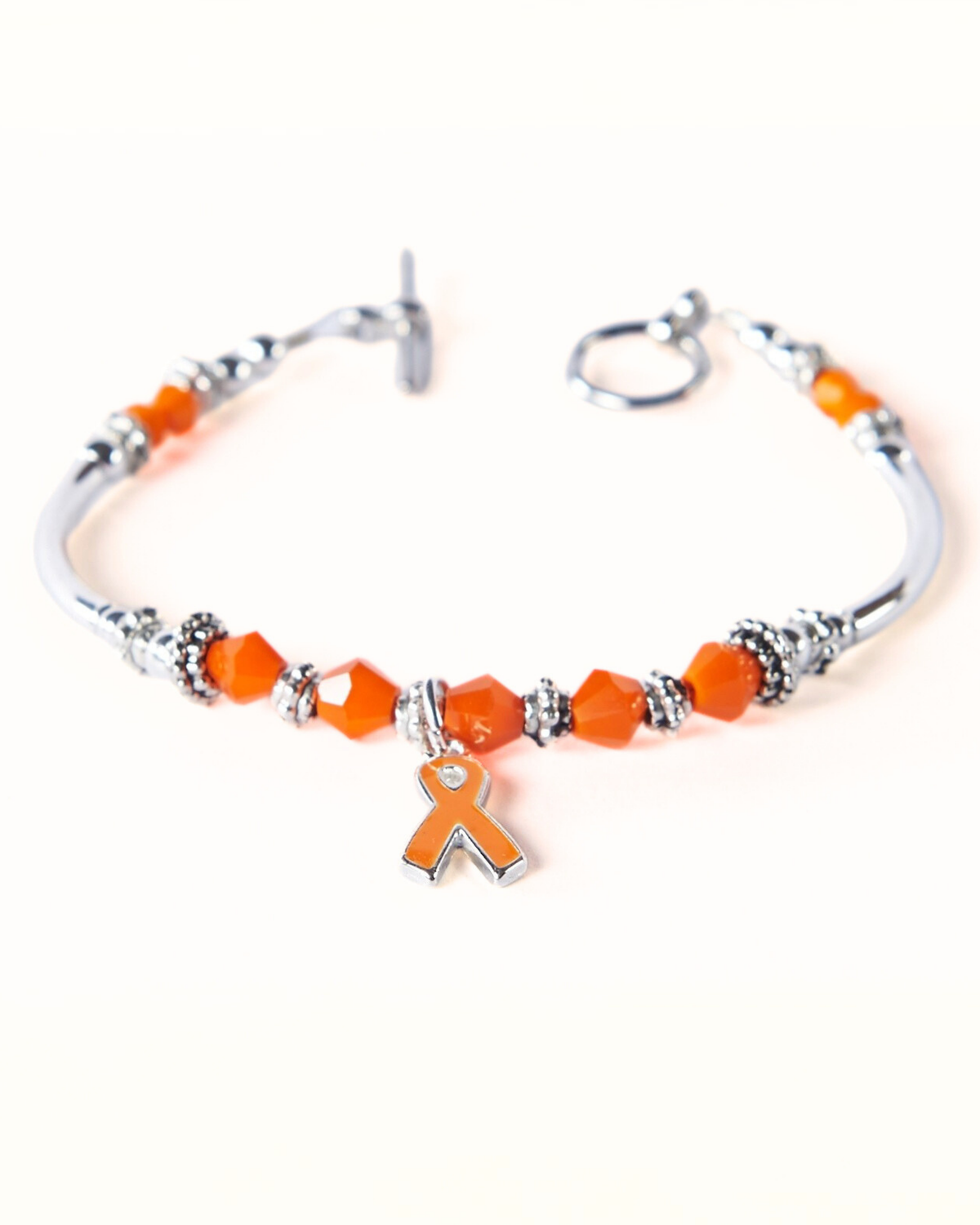 Orange Awareness Ribbon Bracelet Beaded