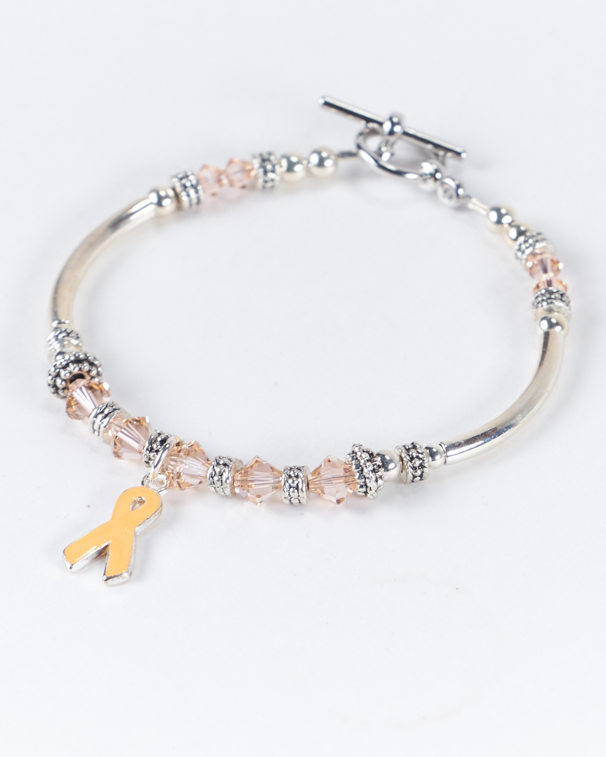 Peach Awareness Ribbon Bracelet Beaded