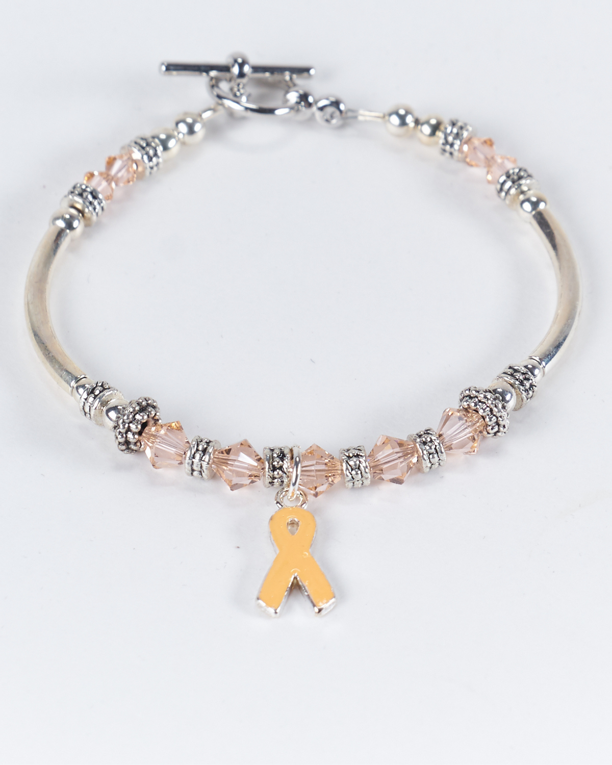 Peach Awareness Ribbon Bracelet Beaded