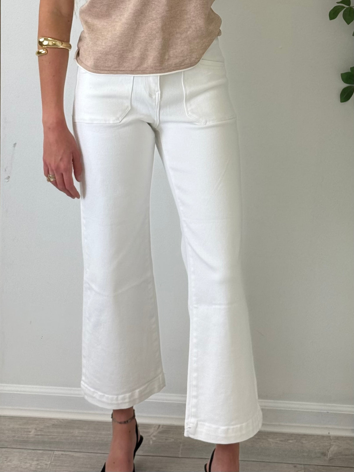 High Rise Wide Legged Cropped Utility Jeans
