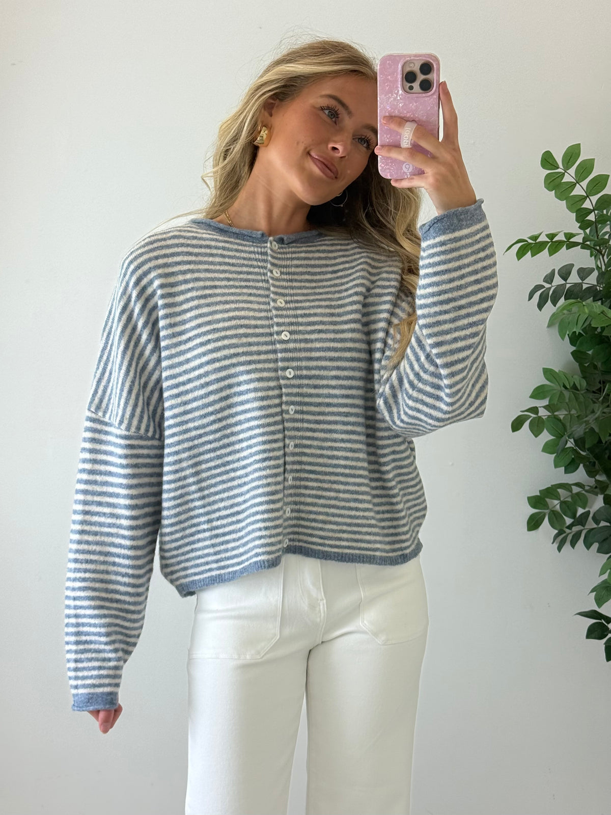 Knit Long Sleeve Drop Shoulder Cardigan
