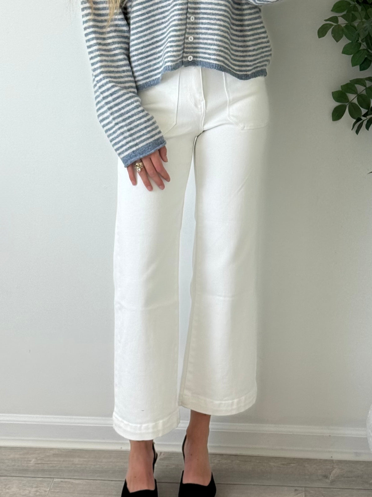 High Rise Wide Legged Cropped Utility Jeans