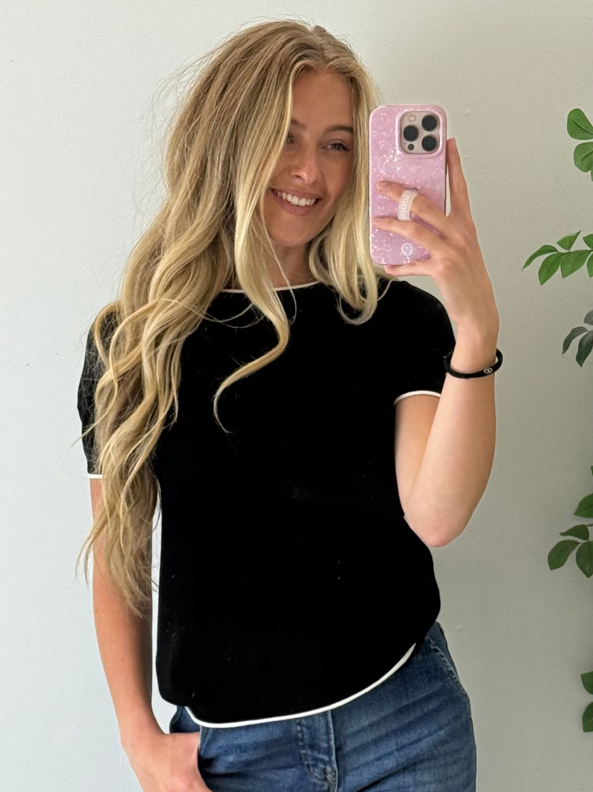 Layered Short Sleeve Sweater Top