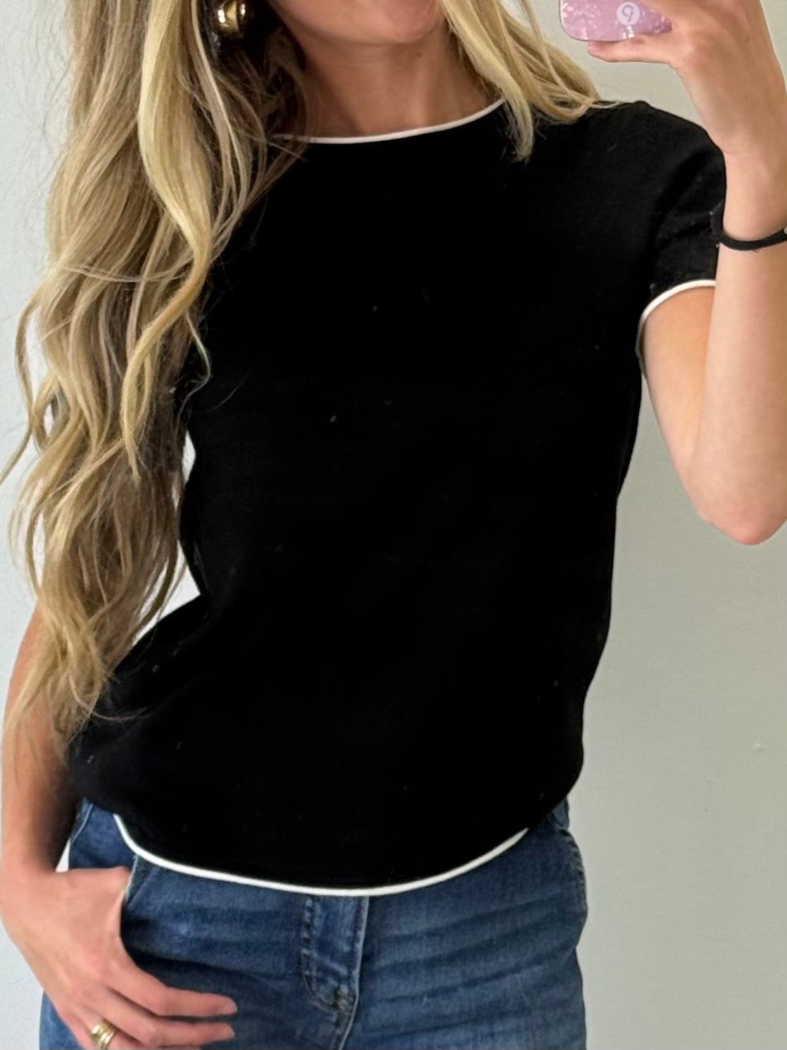 Layered Short Sleeve Sweater Top