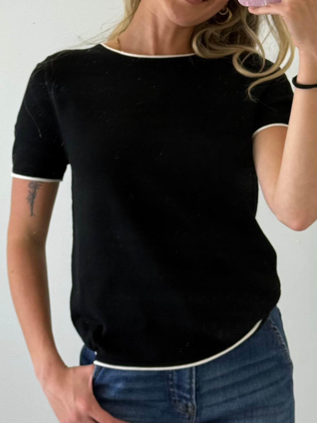 Layered Short Sleeve Sweater Top