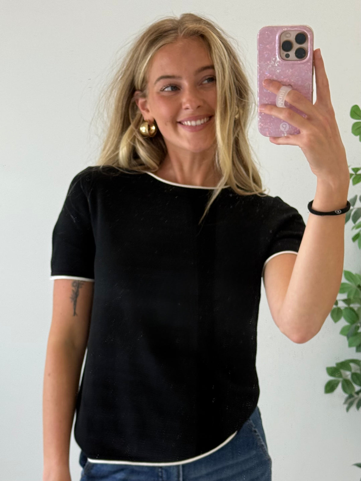 Layered Short Sleeve Sweater Top