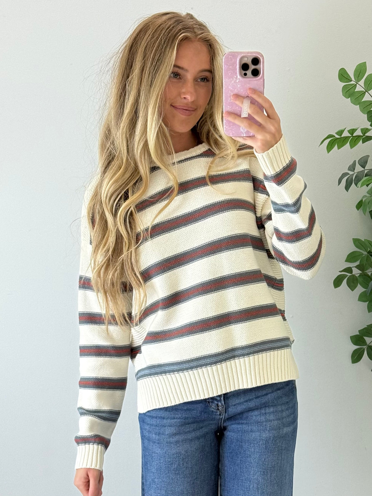 Multi-Stripe Cotton Sweater