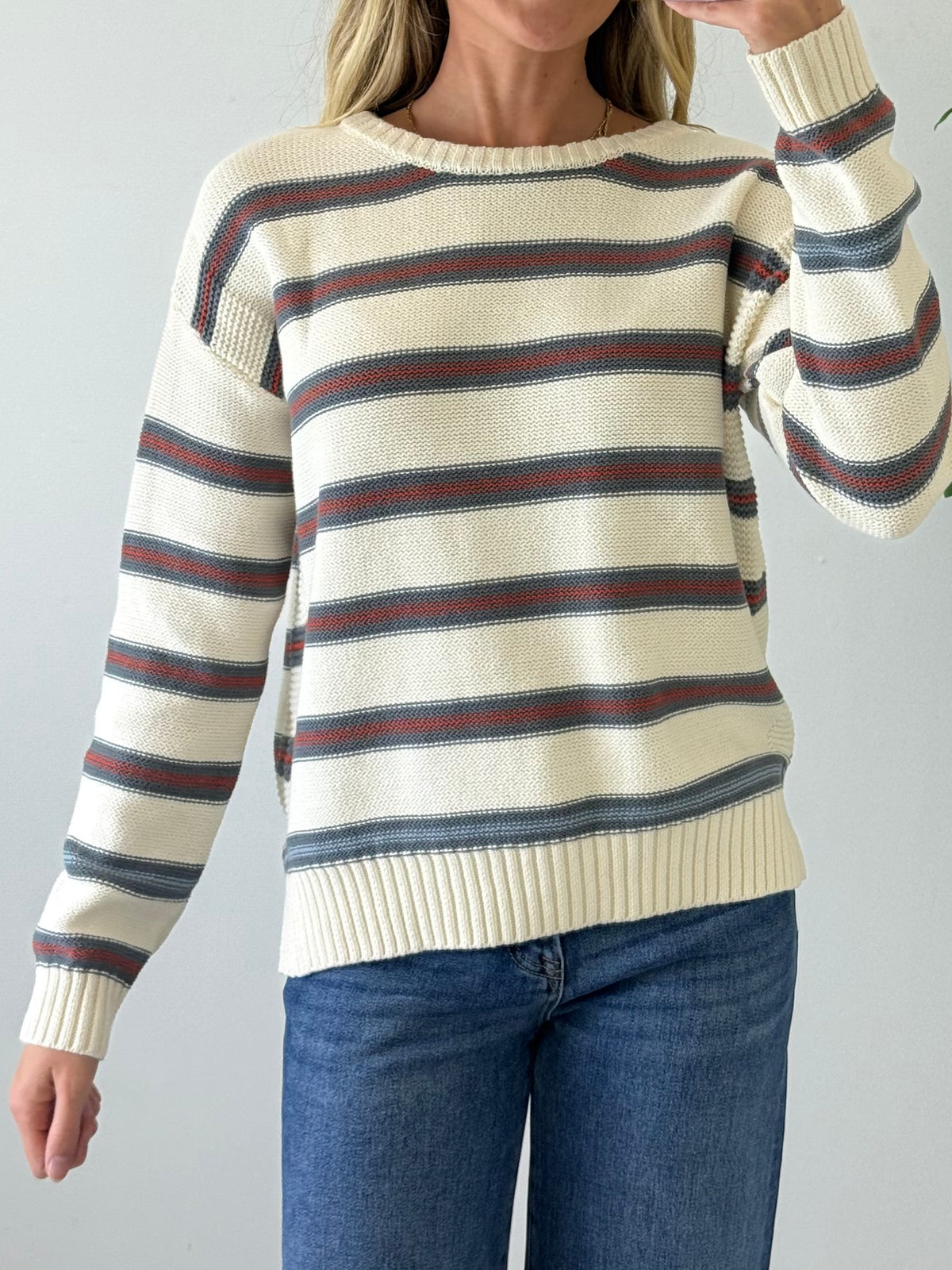 Multi-Stripe Cotton Sweater