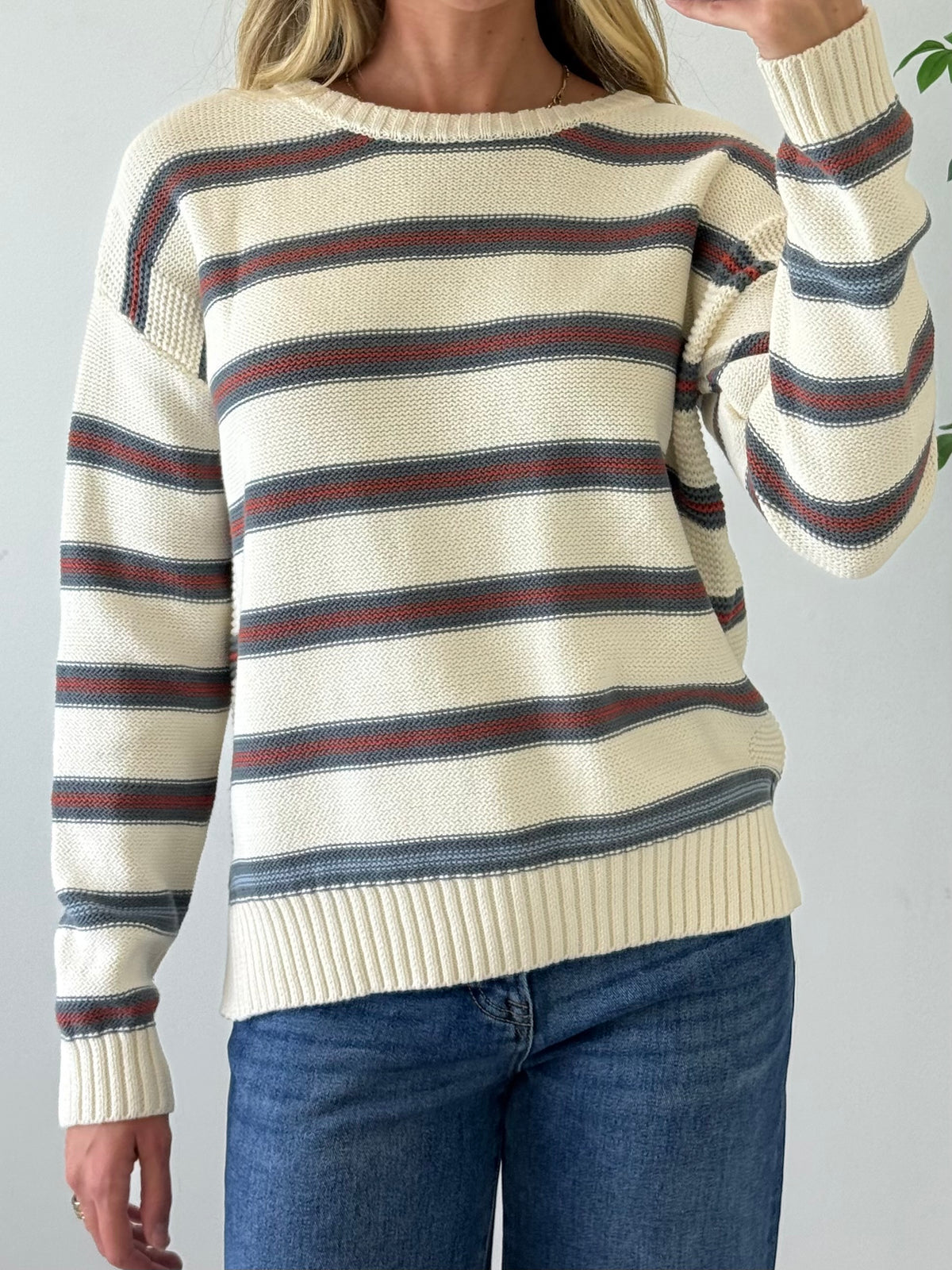 Multi-Stripe Cotton Sweater