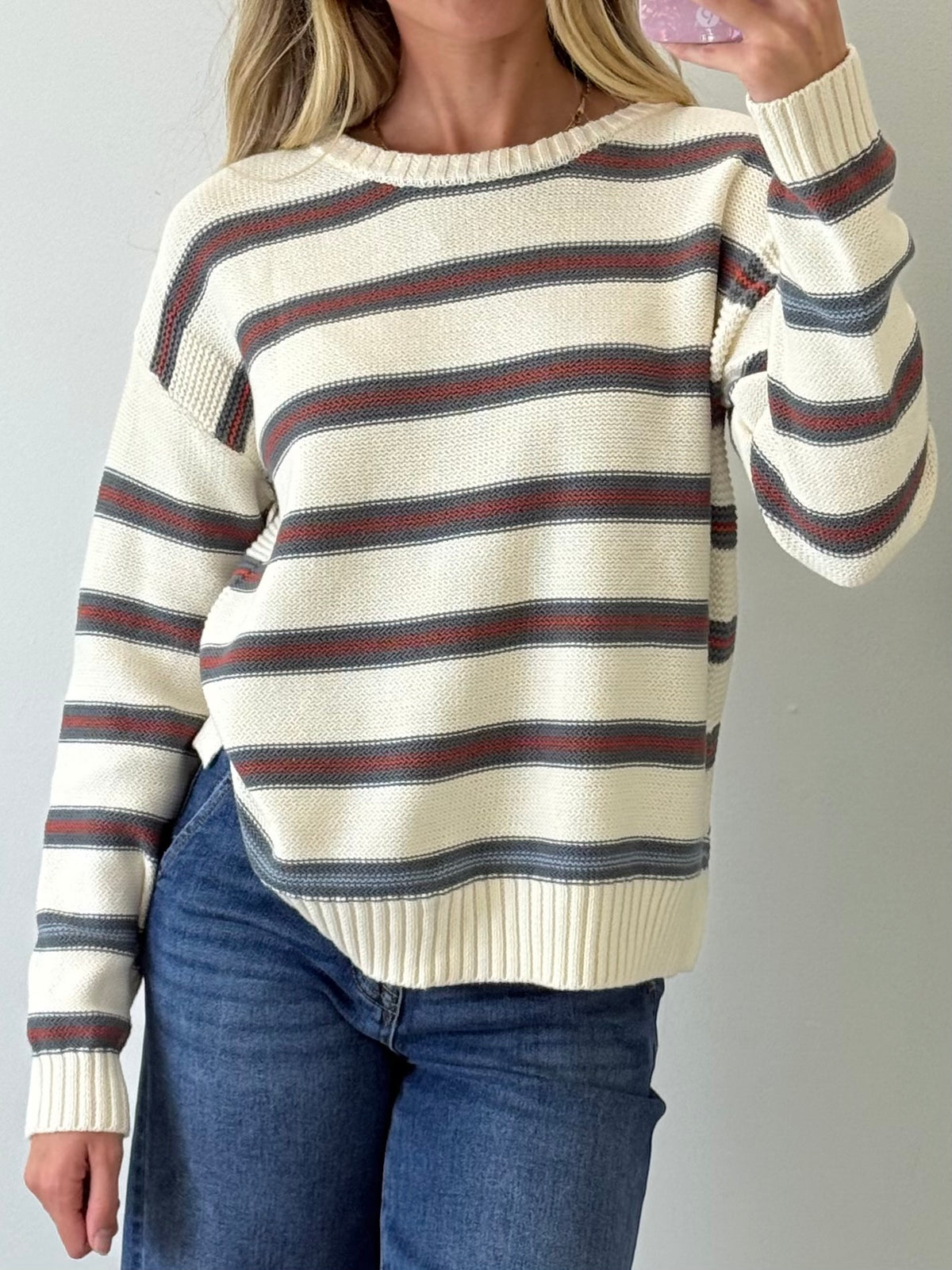 Multi-Stripe Cotton Sweater