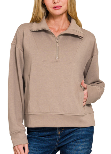 SCUBA HALF ZIP PULLOVER - (Cocoa)