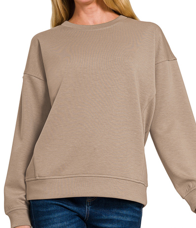 SCUBA ROUND-NECK SWEATSHIRTS - (Cocoa)