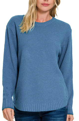 Round Neck Sweater - (Ocean Teal)