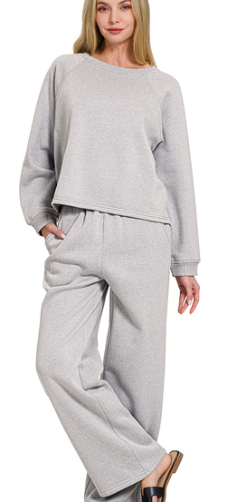 FLEECE RAGLAN SWEATPANTS (Heather Grey)