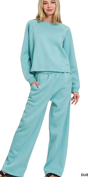 FLEECE RAGLAN SWEATPANTS (Dusty Teal)