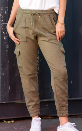 Cargo Pocket Jogger Pants - (Olive)