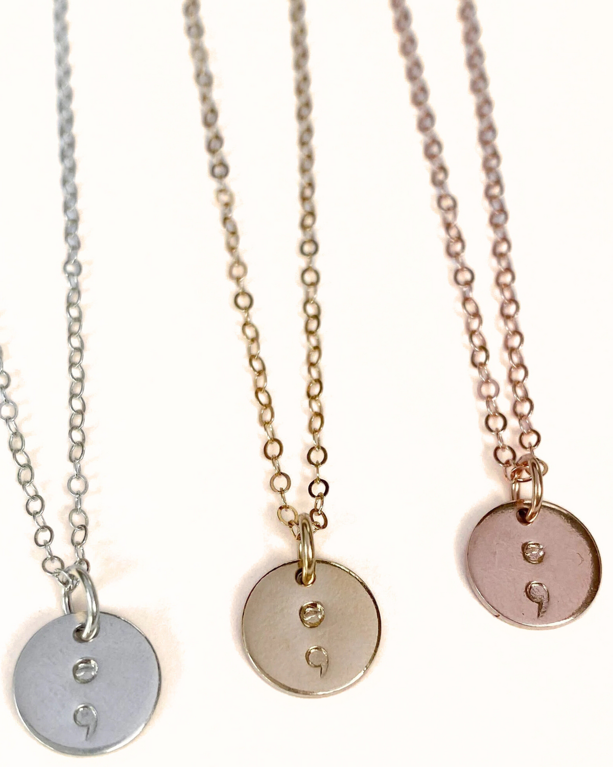 Semicolon Necklace - 3/8&quot; disc