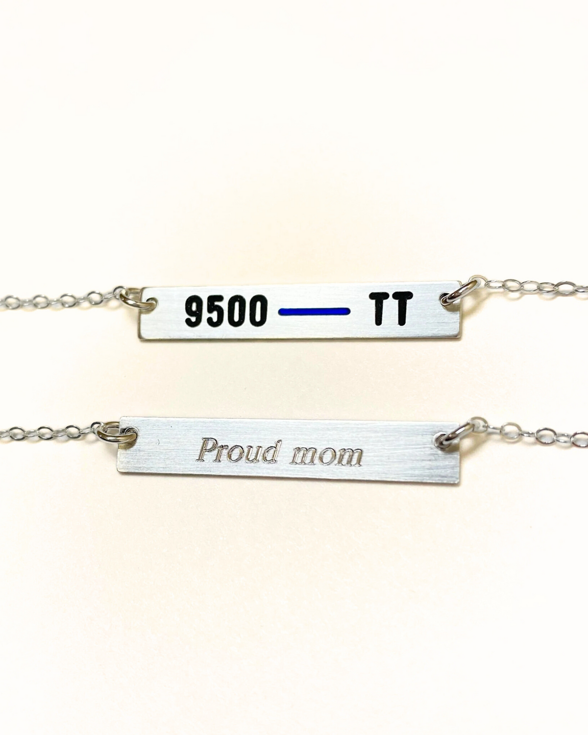 Thin Blue Line Necklace with 2 Badge Numbers