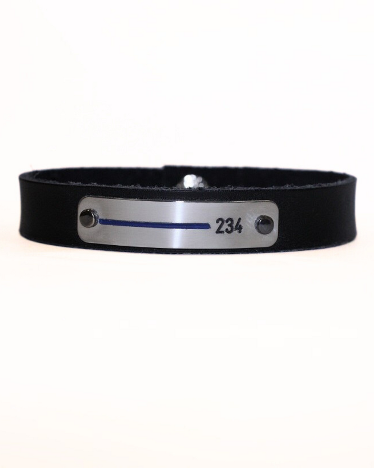 Thin Blue Line Leather Bracelet